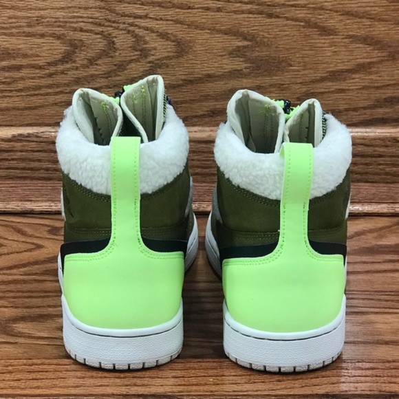 Air Jordan 1 High Zip Up Olive Flake Black Shoes - Picture 5 of 8